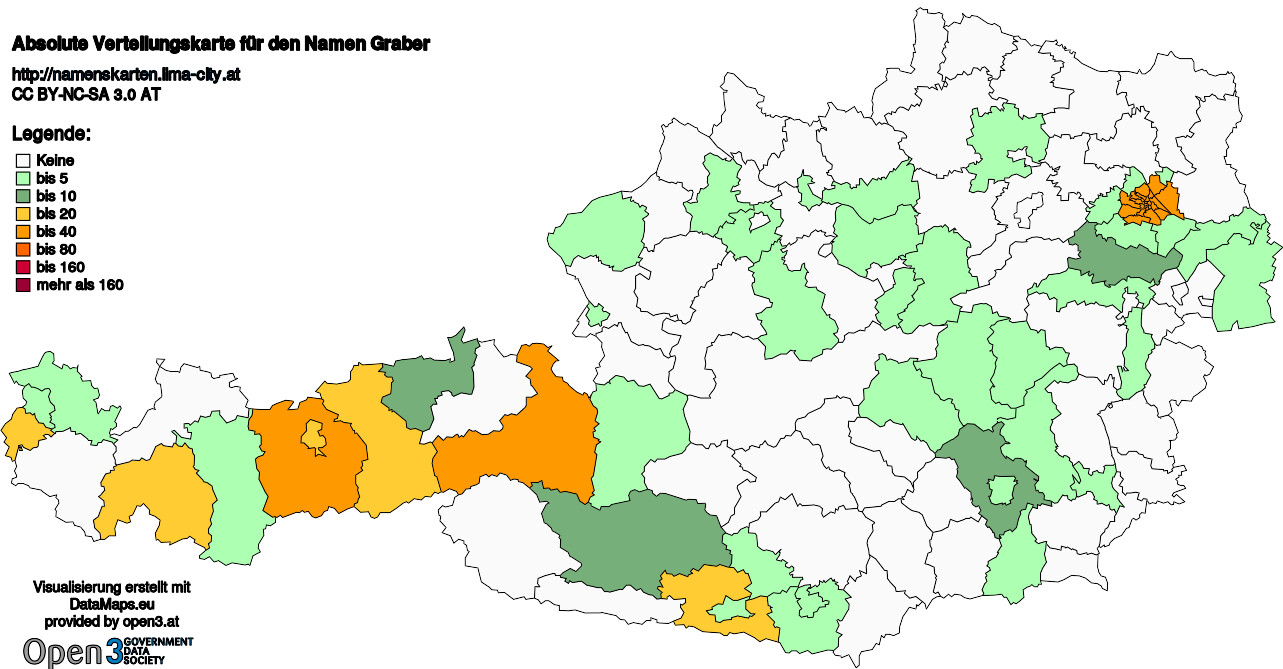 Absolute Verteilungskarten Nachnamen Graber