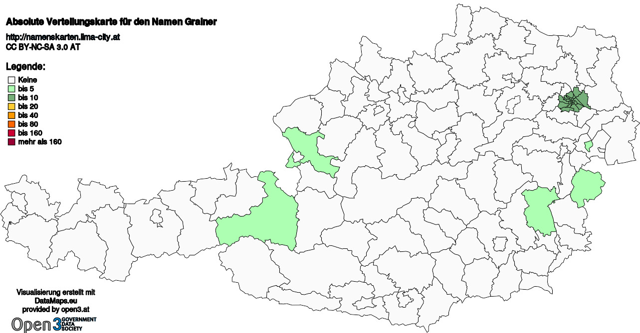 Absolute Verteilungskarten Nachnamen Grainer
