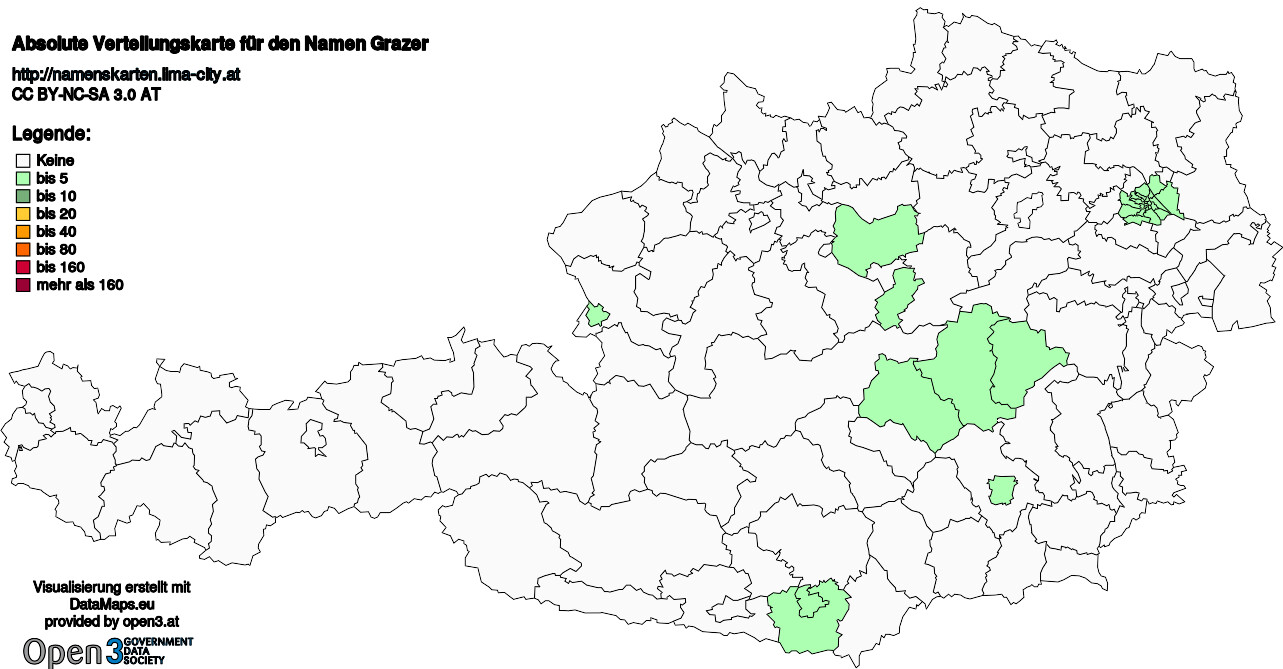 Absolute Verteilungskarten Nachnamen Grazer