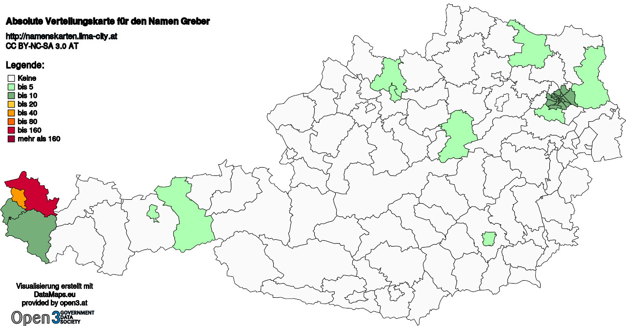 Absolute Verteilungskarten Nachnamen Greber