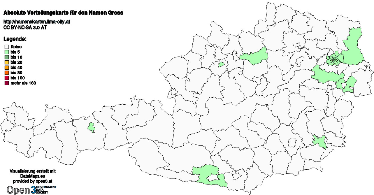 Absolute Verteilungskarten Nachnamen Gress