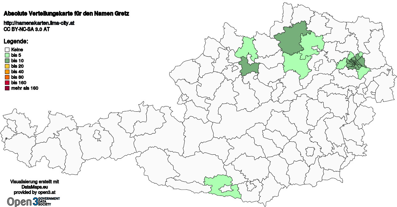 Absolute Verteilungskarten Nachnamen Gretz
