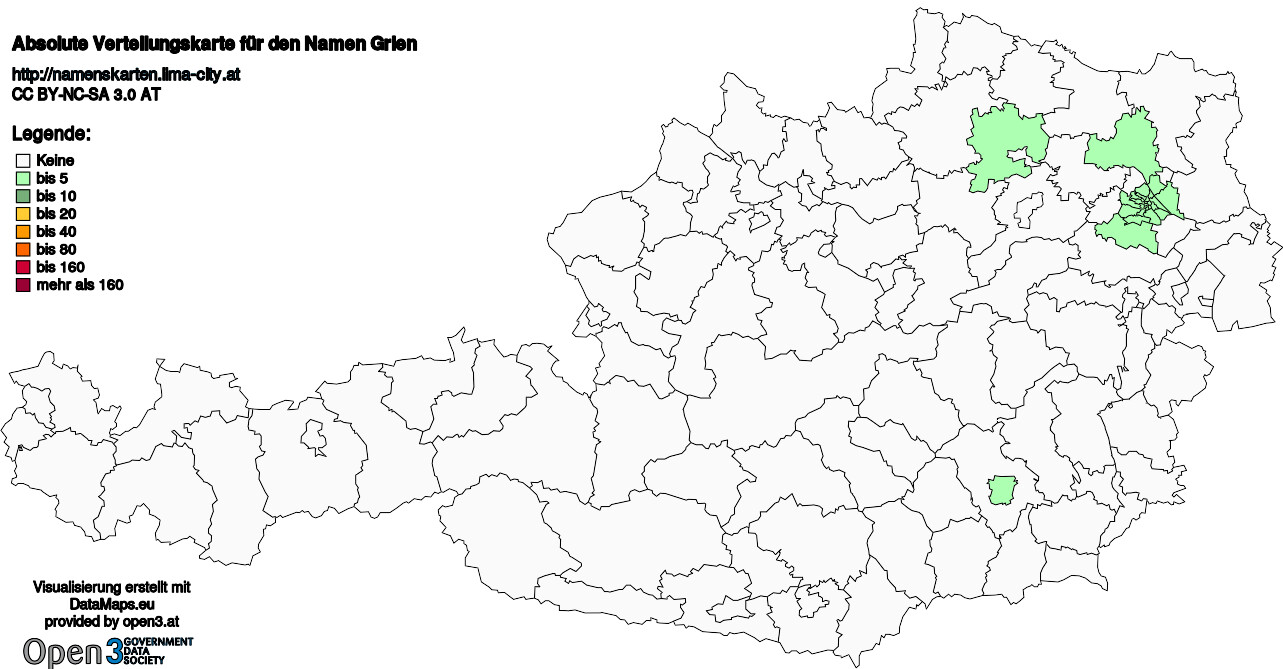 Absolute Verteilungskarten Nachnamen Grien