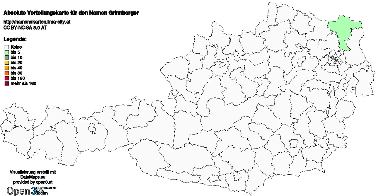 Absolute Verteilungskarten Nachnamen Grinnberger