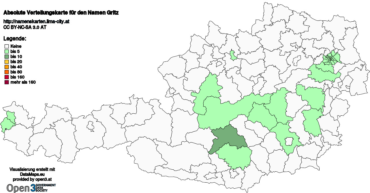 Absolute Verteilungskarten Nachnamen Gritz