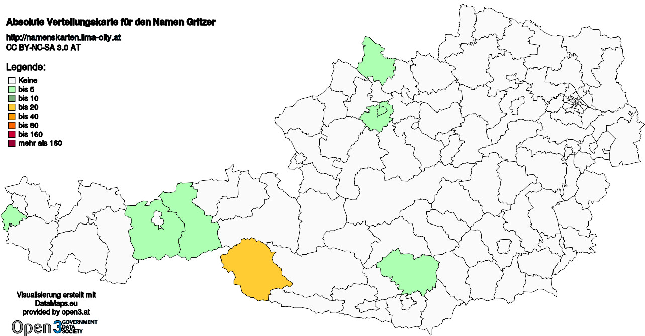 Absolute Verteilungskarten Nachnamen Gritzer