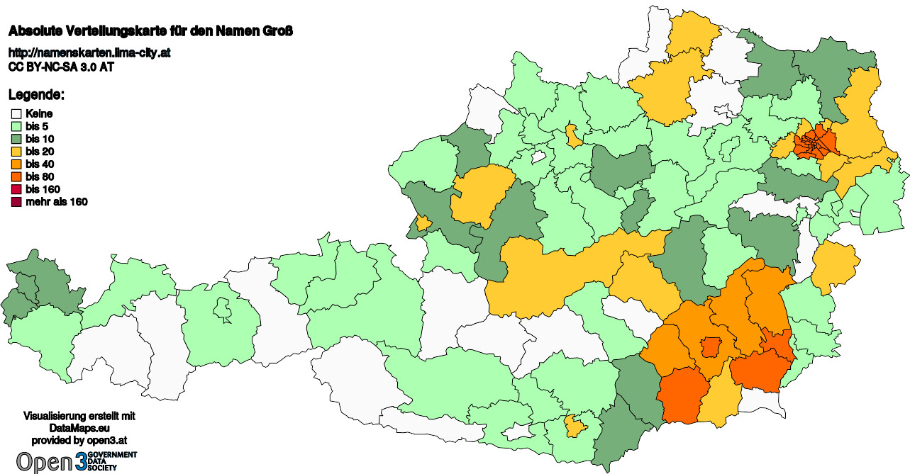 Absolute Verteilungskarten Nachnamen Groß