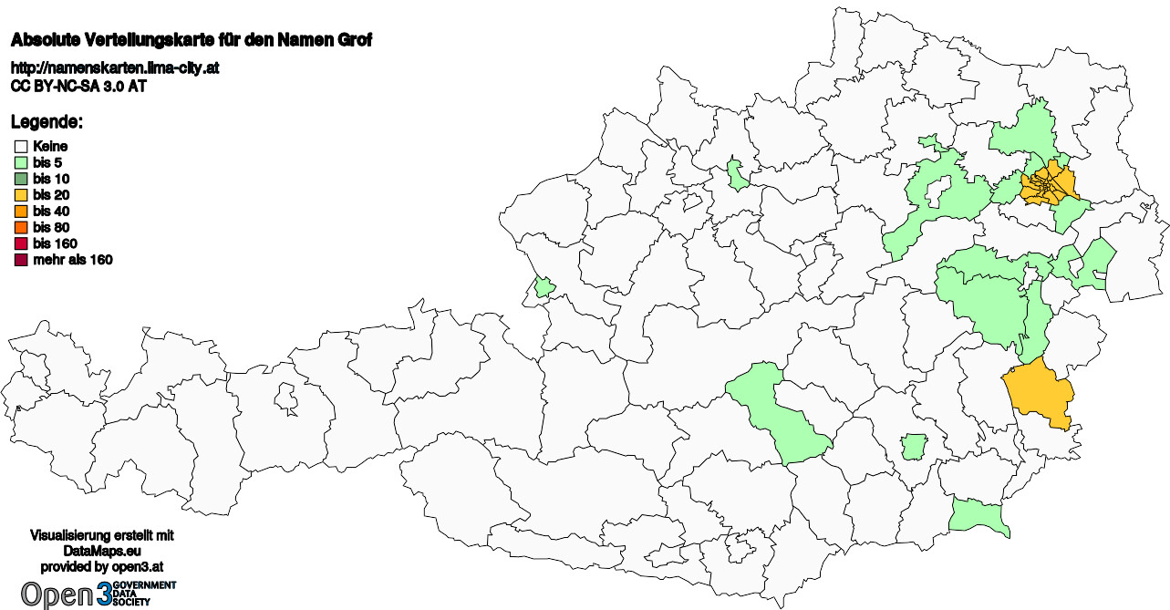 Absolute Verteilungskarten Nachnamen Grof