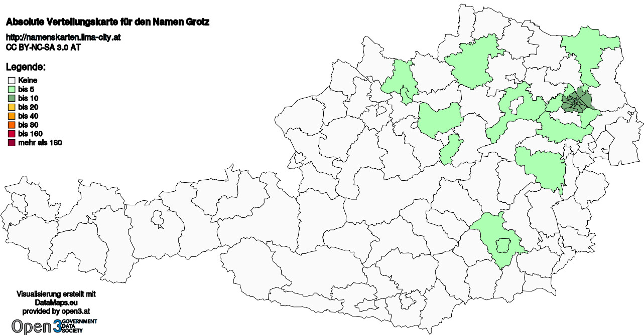 Absolute Verteilungskarten Nachnamen Grotz