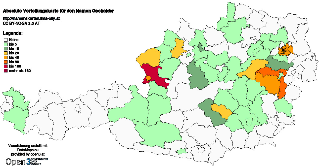 Absolute Verteilungskarten Nachnamen Gschaider