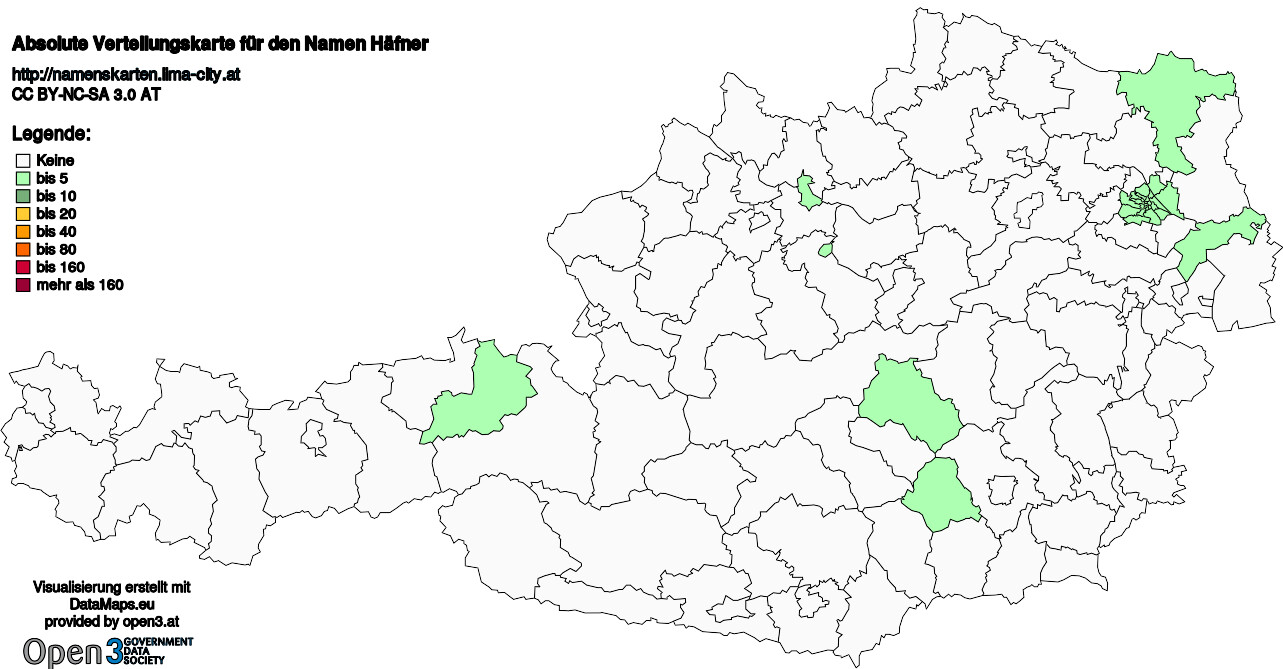 Absolute Verteilungskarten Nachnamen Häfner