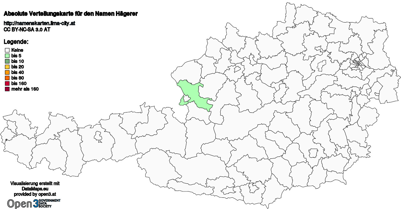 Absolute Verteilungskarten Nachnamen Hägerer