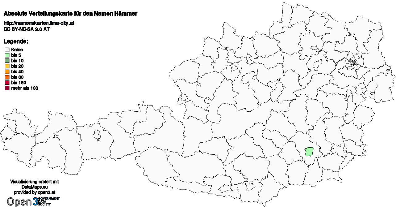 Absolute Verteilungskarten Nachnamen Hämmer