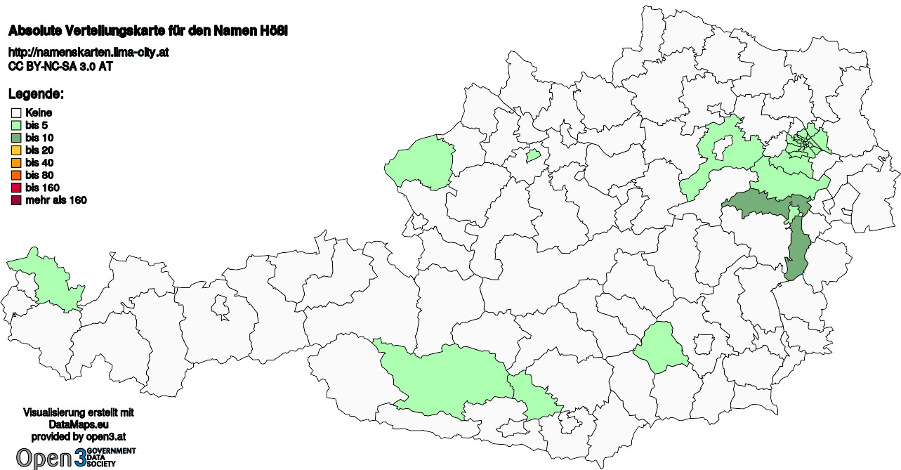 Absolute Verteilungskarten Nachnamen Hößl