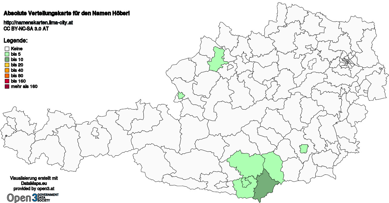 Absolute Verteilungskarten Nachnamen Höberl