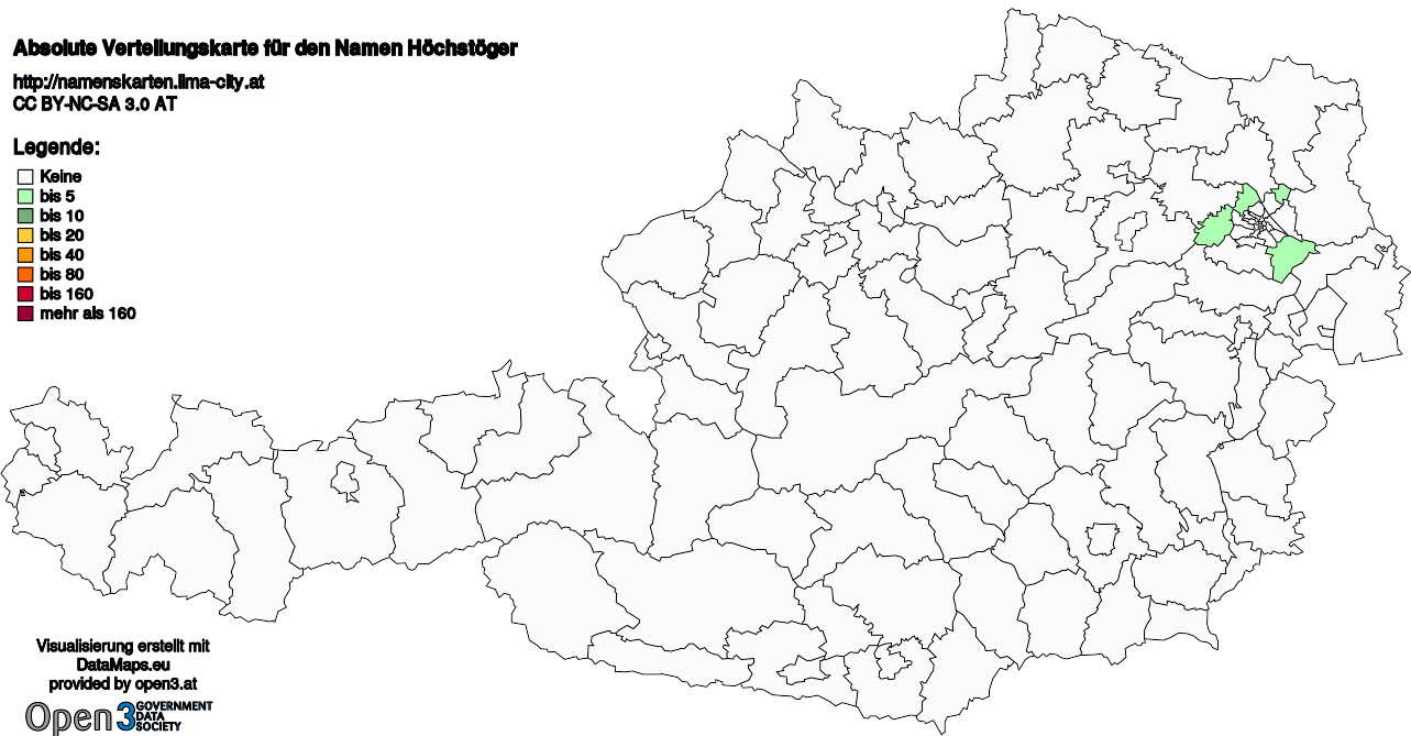 Absolute Verteilungskarten Nachnamen Höchstöger