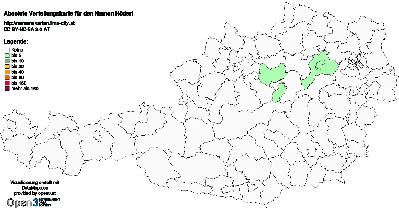Absolute Verteilungskarten Nachnamen Höderl