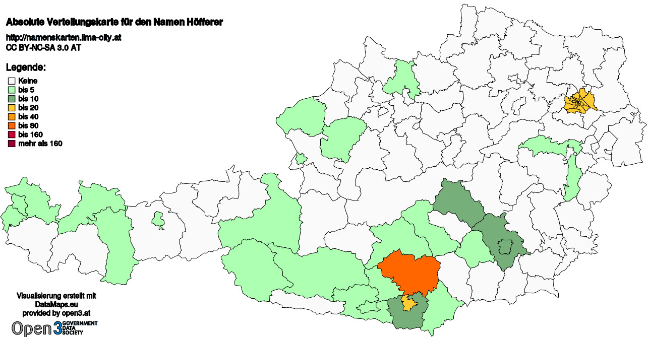 Absolute Verteilungskarten Nachnamen Höfferer