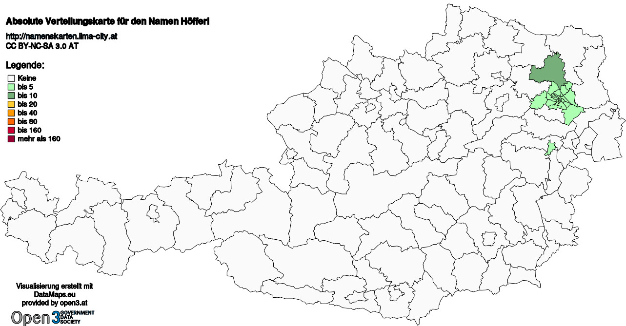 Absolute Verteilungskarten Nachnamen Höfferl