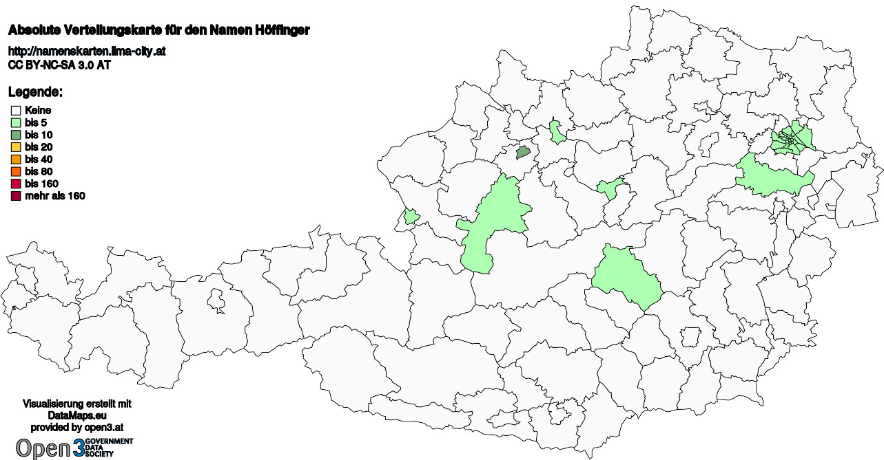 Absolute Verteilungskarten Nachnamen Höffinger