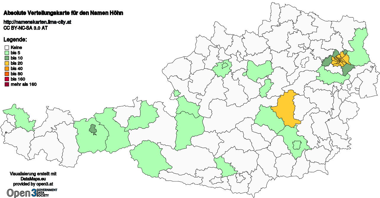 Absolute Verteilungskarten Nachnamen Höhn