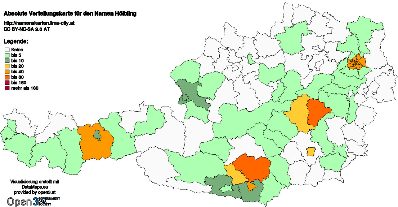 Absolute Verteilungskarten Nachnamen Hölbling