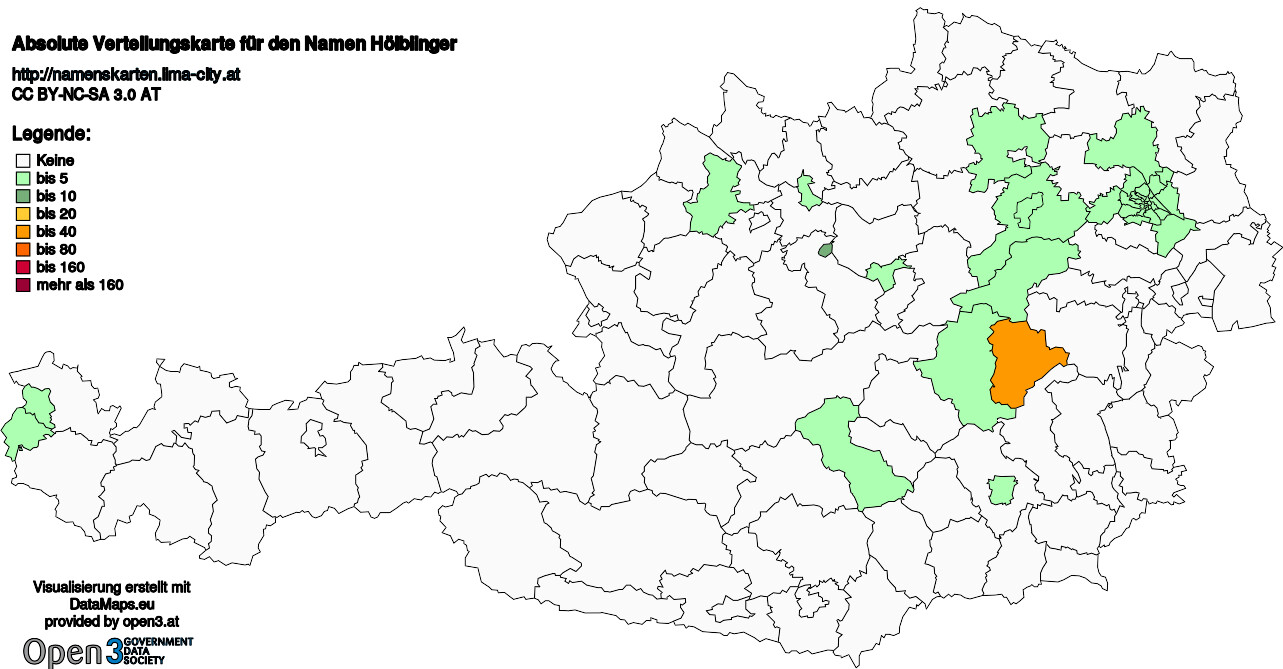 Absolute Verteilungskarten Nachnamen Hölblinger