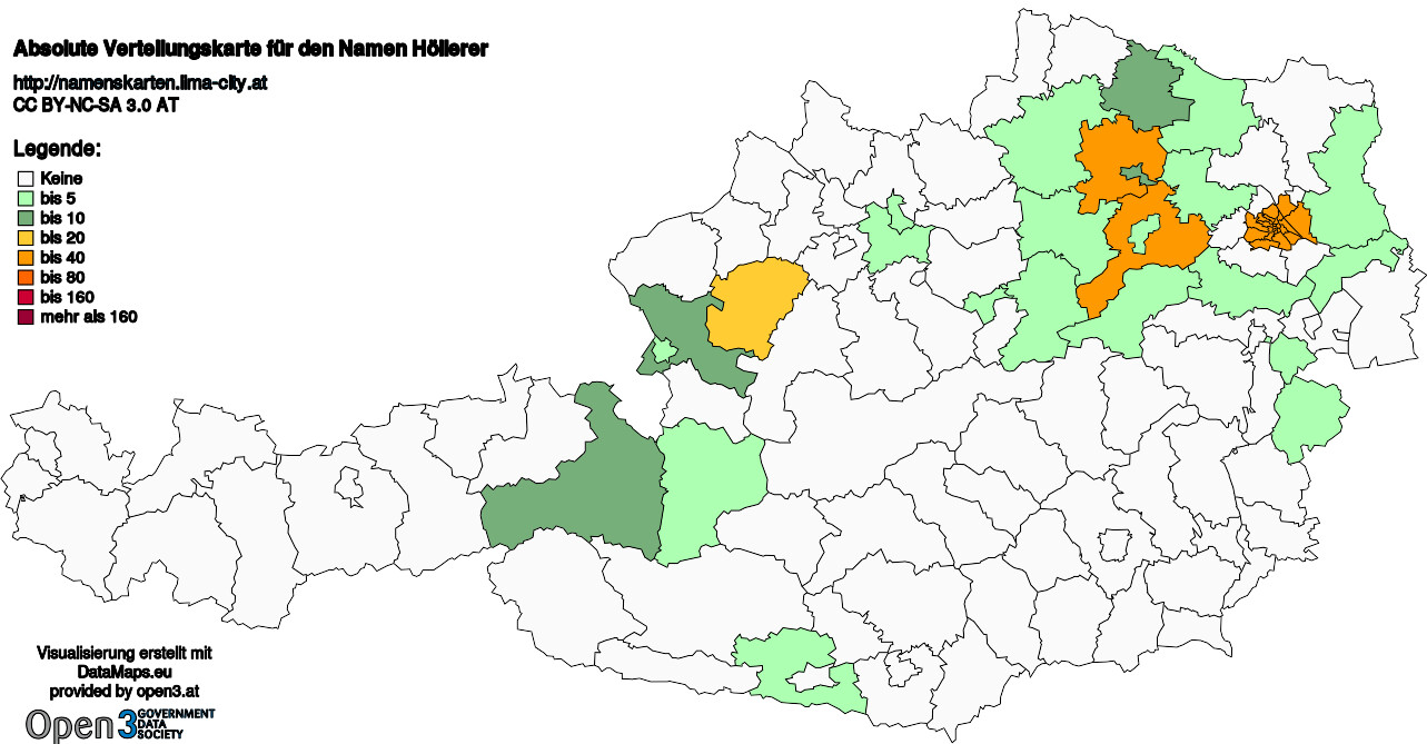 Absolute Verteilungskarten Nachnamen Höllerer