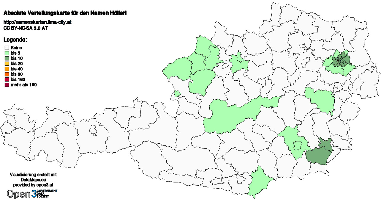 Absolute Verteilungskarten Nachnamen Höllerl