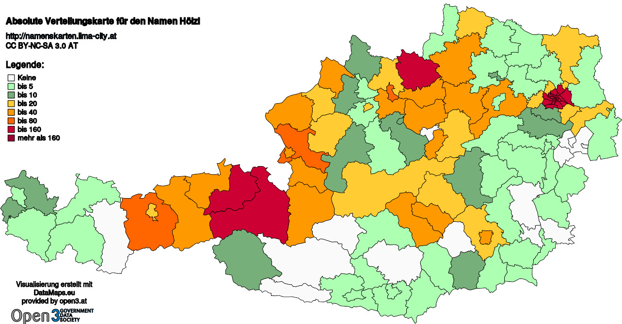 Absolute Verteilungskarten Nachnamen Hölzl