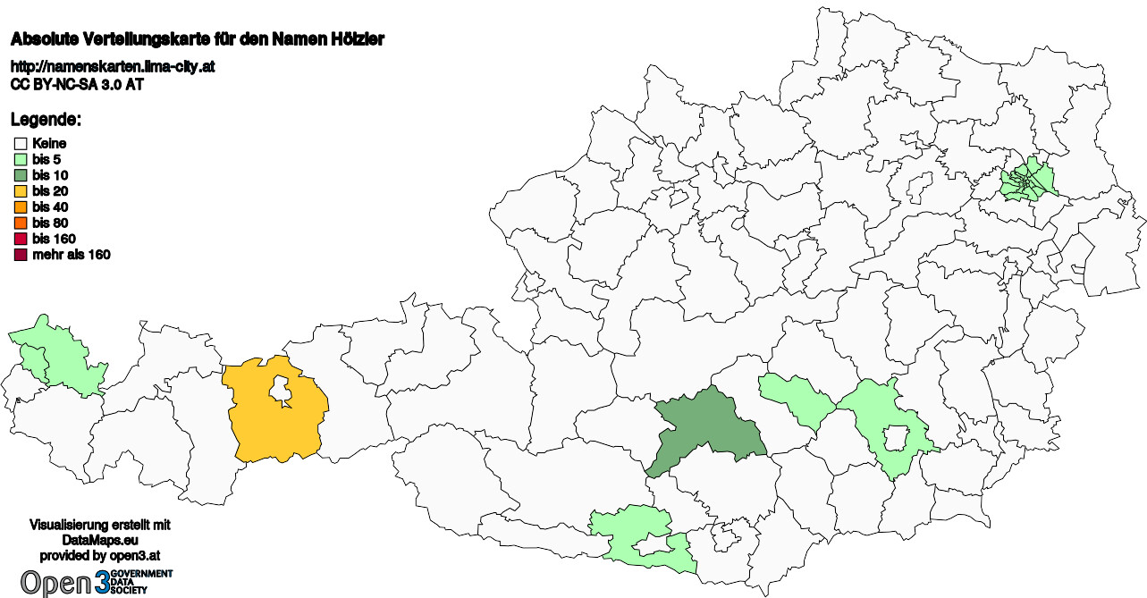 Absolute Verteilungskarten Nachnamen Hölzler
