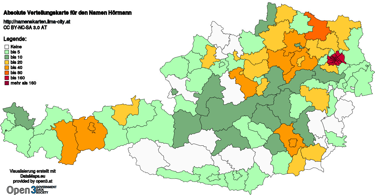 Absolute Verteilungskarten Nachnamen Hörmann