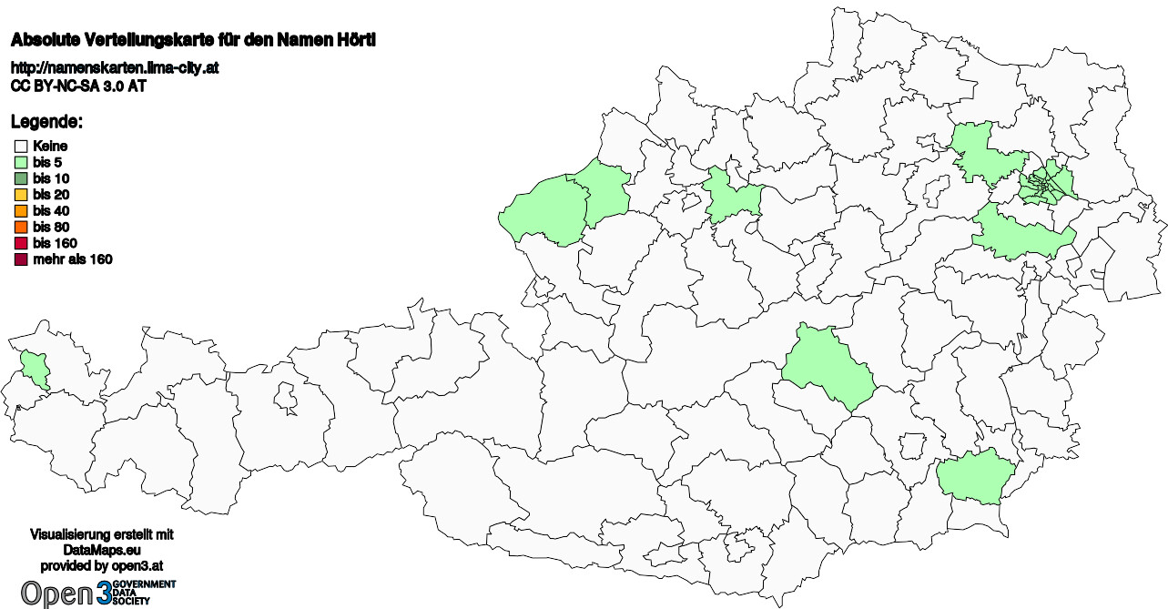 Absolute Verteilungskarten Nachnamen Hörtl