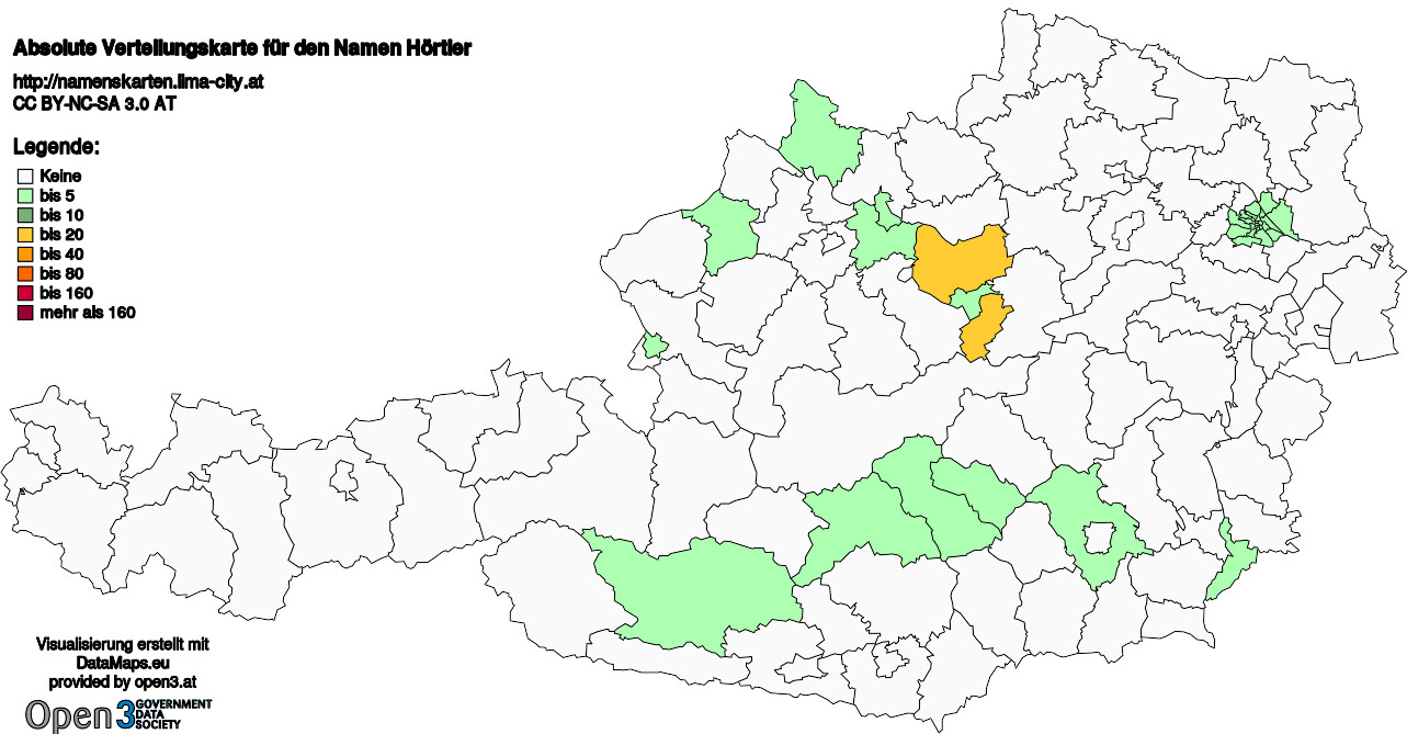 Absolute Verteilungskarten Nachnamen Hörtler