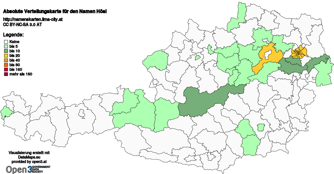 Absolute Verteilungskarten Nachnamen Hösl
