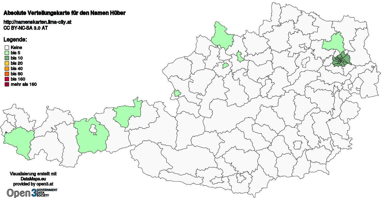 Absolute Verteilungskarten Nachnamen Hüber