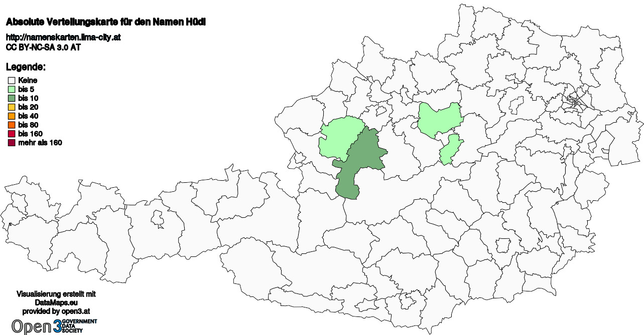 Absolute Verteilungskarten Nachnamen Hüdl