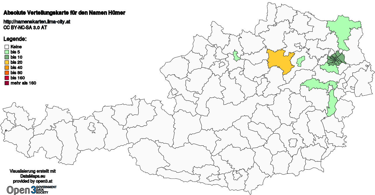 Absolute Verteilungskarten Nachnamen Hümer