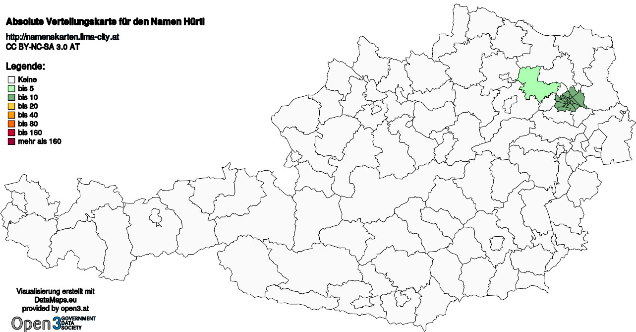 Absolute Verteilungskarten Nachnamen Hürtl