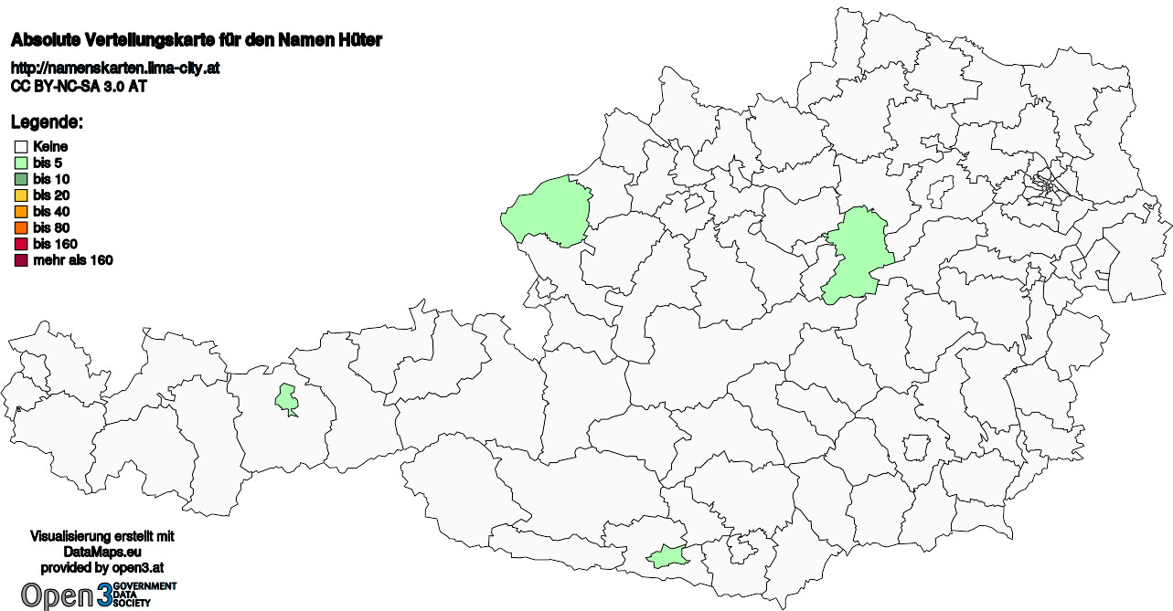 Absolute Verteilungskarten Nachnamen Hüter