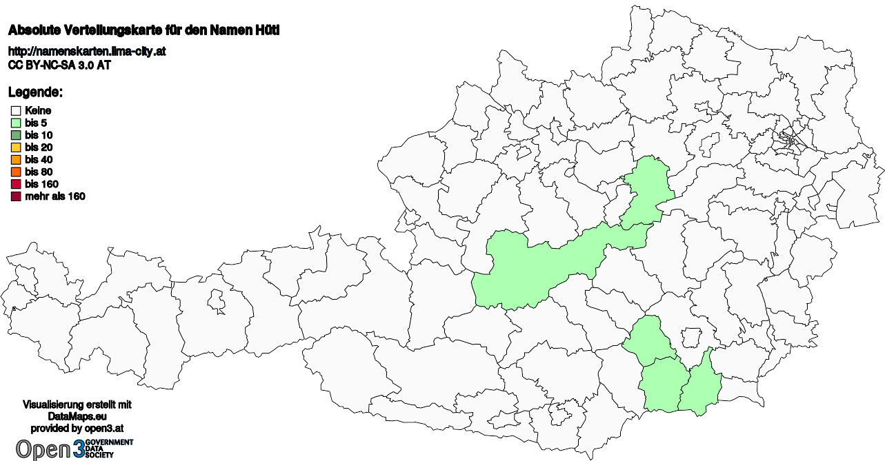 Absolute Verteilungskarten Nachnamen Hütl