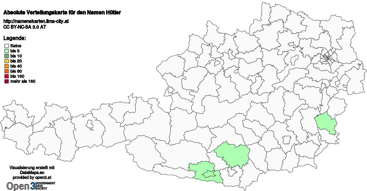Absolute Verteilungskarten Nachnamen Hütler
