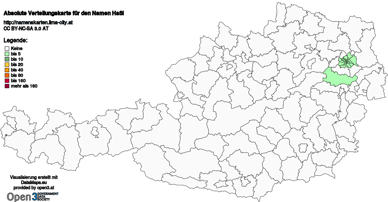 Absolute Verteilungskarten Nachnamen Haßl