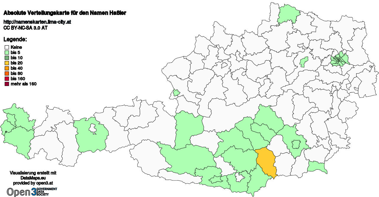 Absolute Verteilungskarten Nachnamen Haßler