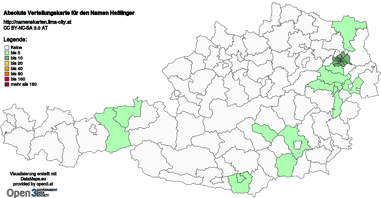 Absolute Verteilungskarten Nachnamen Haßlinger