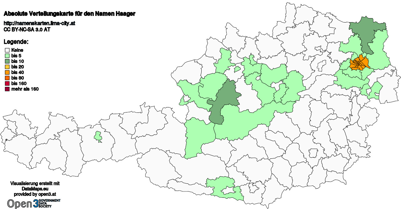 Absolute Verteilungskarten Nachnamen Haager