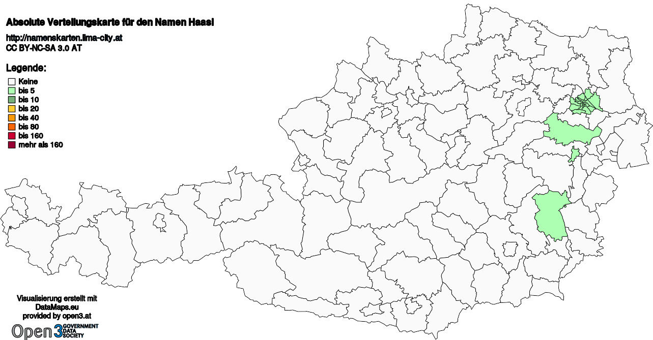 Absolute Verteilungskarten Nachnamen Haasl