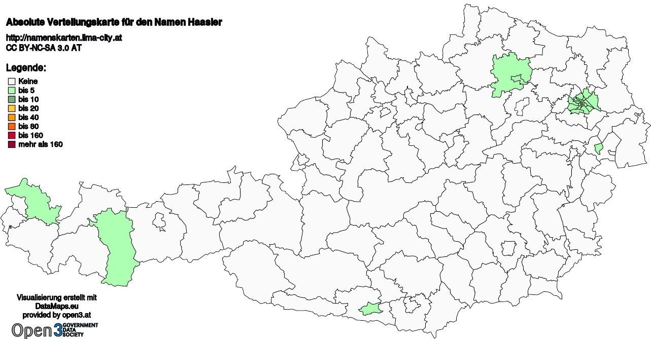 Absolute Verteilungskarten Nachnamen Haasler