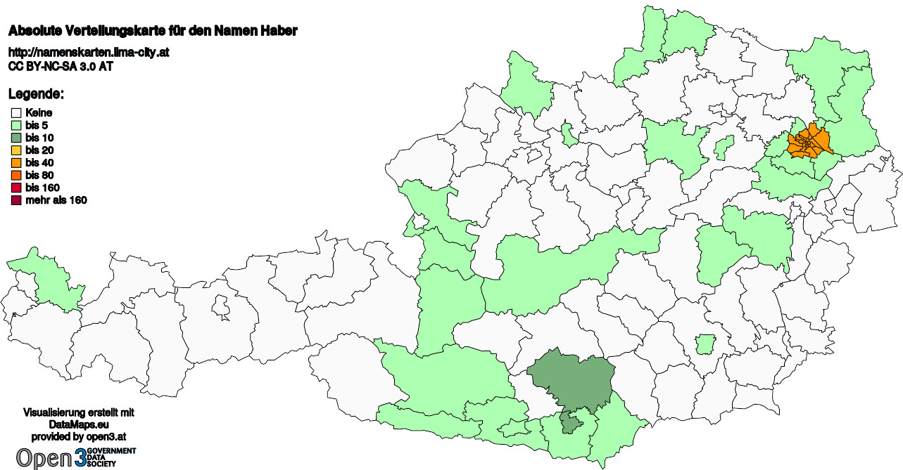 Absolute Verteilungskarten Nachnamen Haber