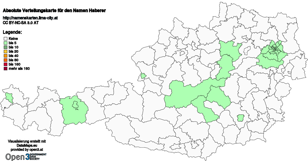 Absolute Verteilungskarten Nachnamen Haberer